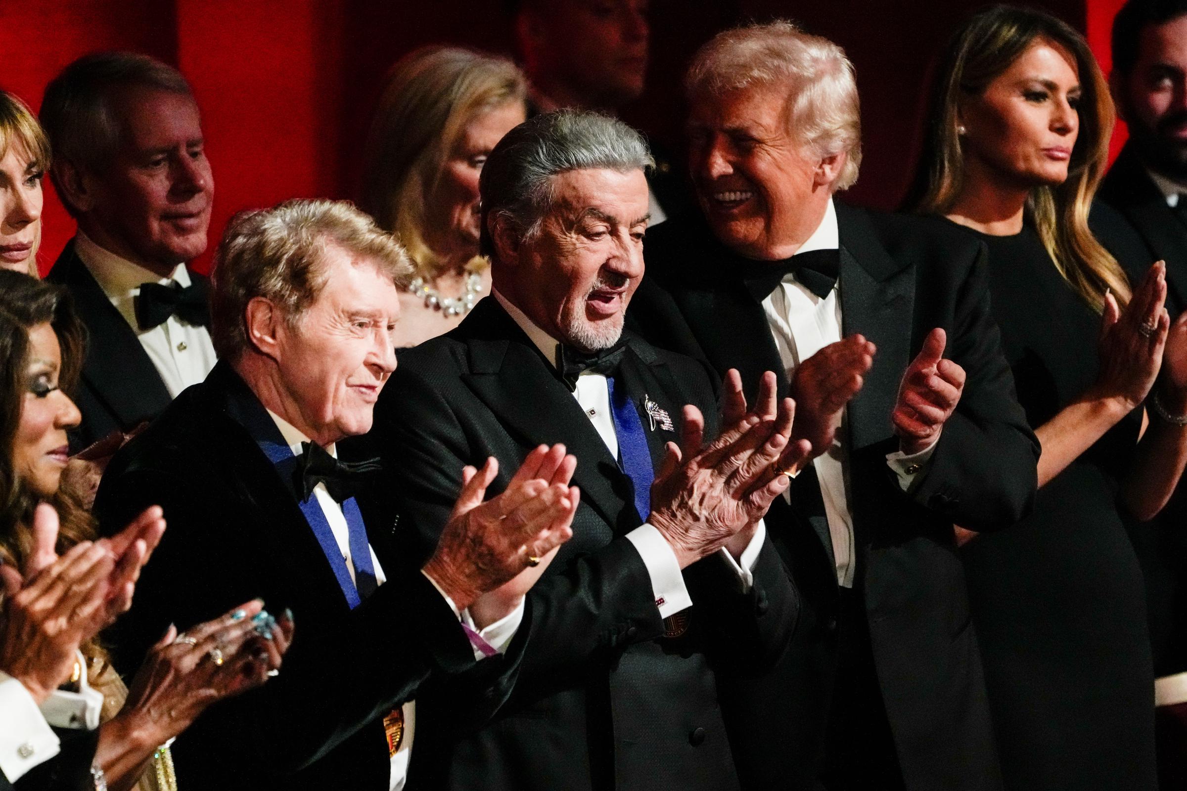 Michael Crawford, Sylvester Stallone, Donald, and Melania Trump at The Kennedy Center on December 7, 2025 in Washington, DC | Source: Getty Images