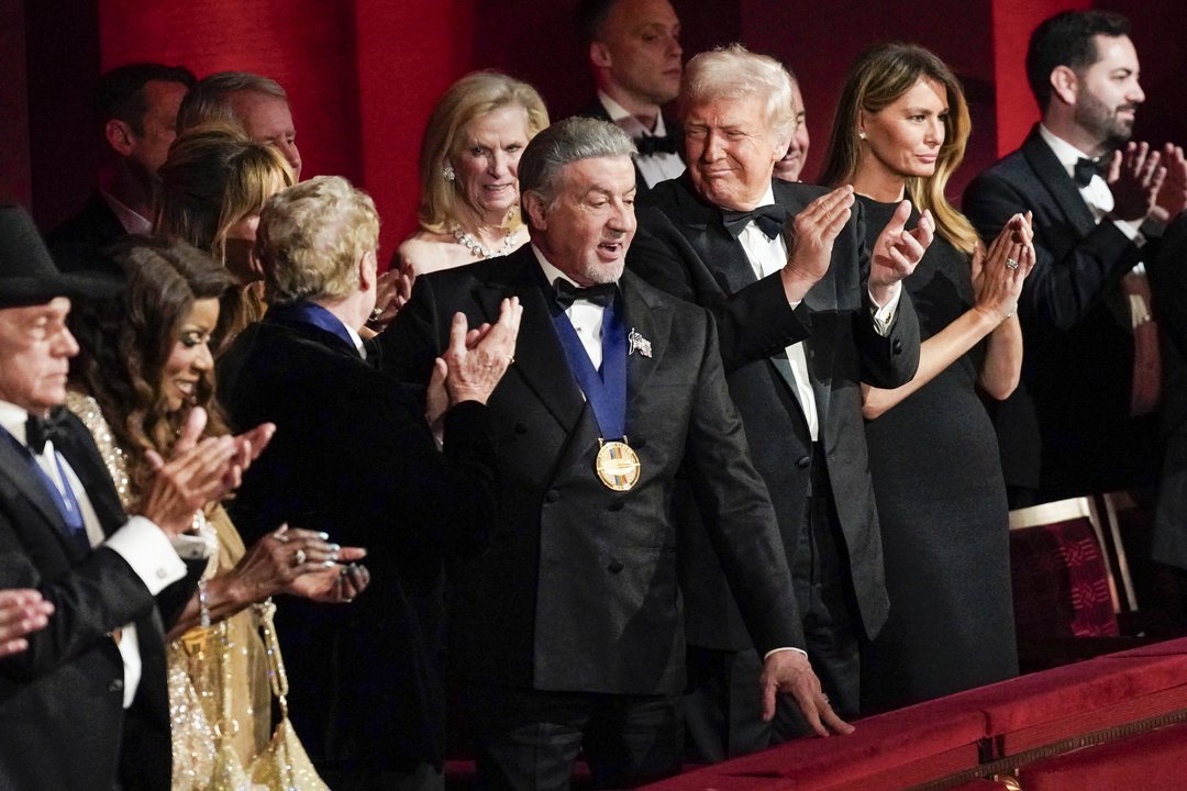 Sylvester Stallone, Donald, and Melania Trump at The Kennedy Center on December 7, 2025 in Washington, DC | Source: Getty Images