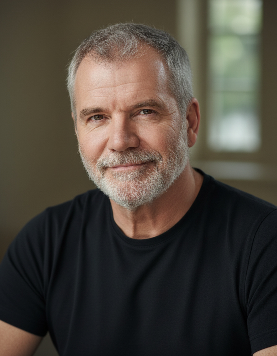 An AI-generated image reimagines the unaltered Cowell at 66, revealing a gentler face untouched by cosmetic tweaks &mdash; greying hair, softened lines, and a quietly dignified air that feels more grandfather than grandeur.