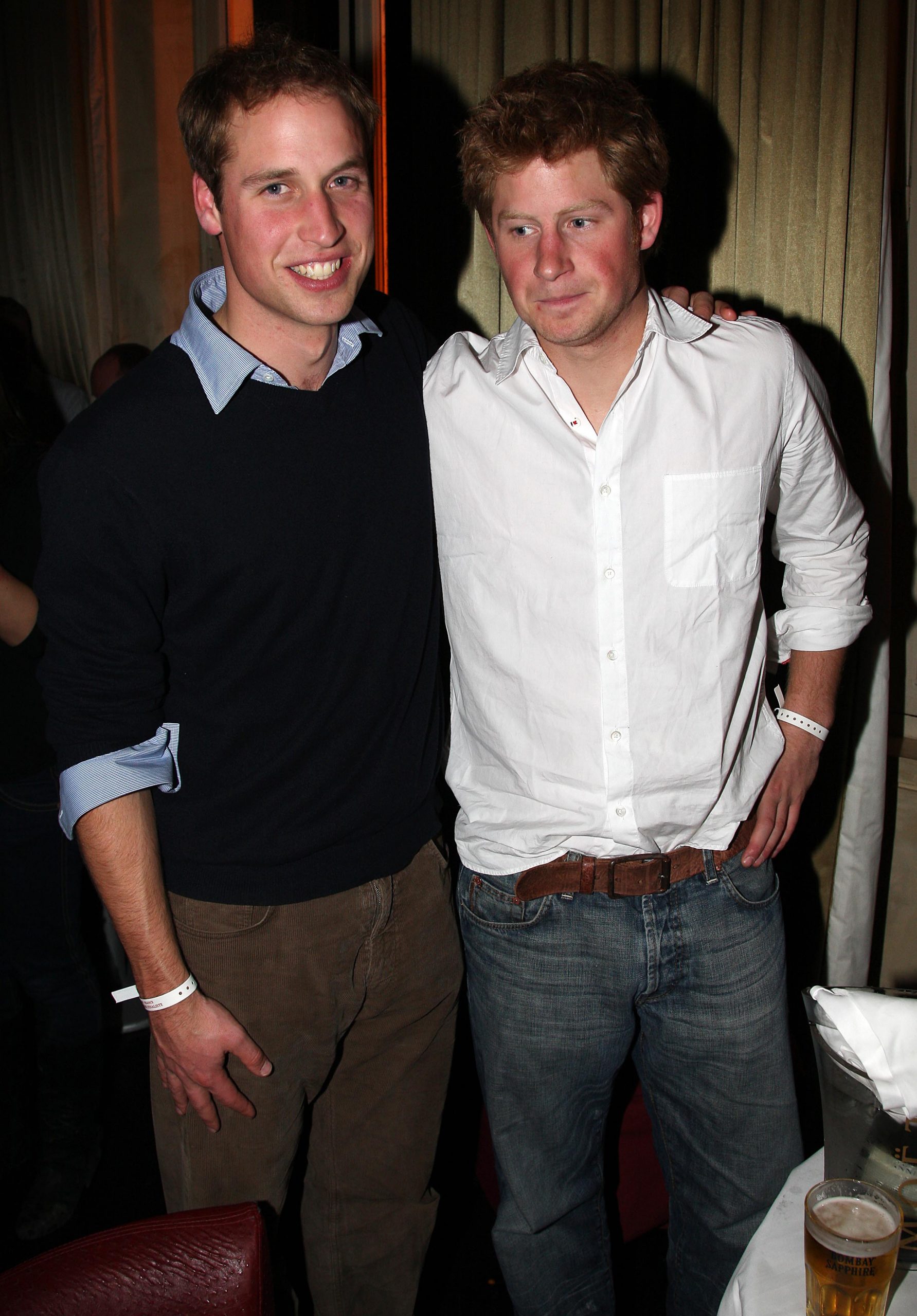 At the O2 England World Cup party held at L'Etoile in Paris on October 20, 2007, Prince William and Prince Harry posed for a rare off-duty photograph together. Dressed down in casual shirts and denim, the brothers shared a relaxed moment away from official duties — a brief pause in a whirlwind of royal expectation, sporting celebrations, and nightlife energy.