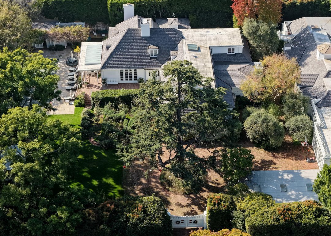 An aerial view of director Rob Reiner's home on 15 December 2025 in Brentwood, California. | Source: Getty Images