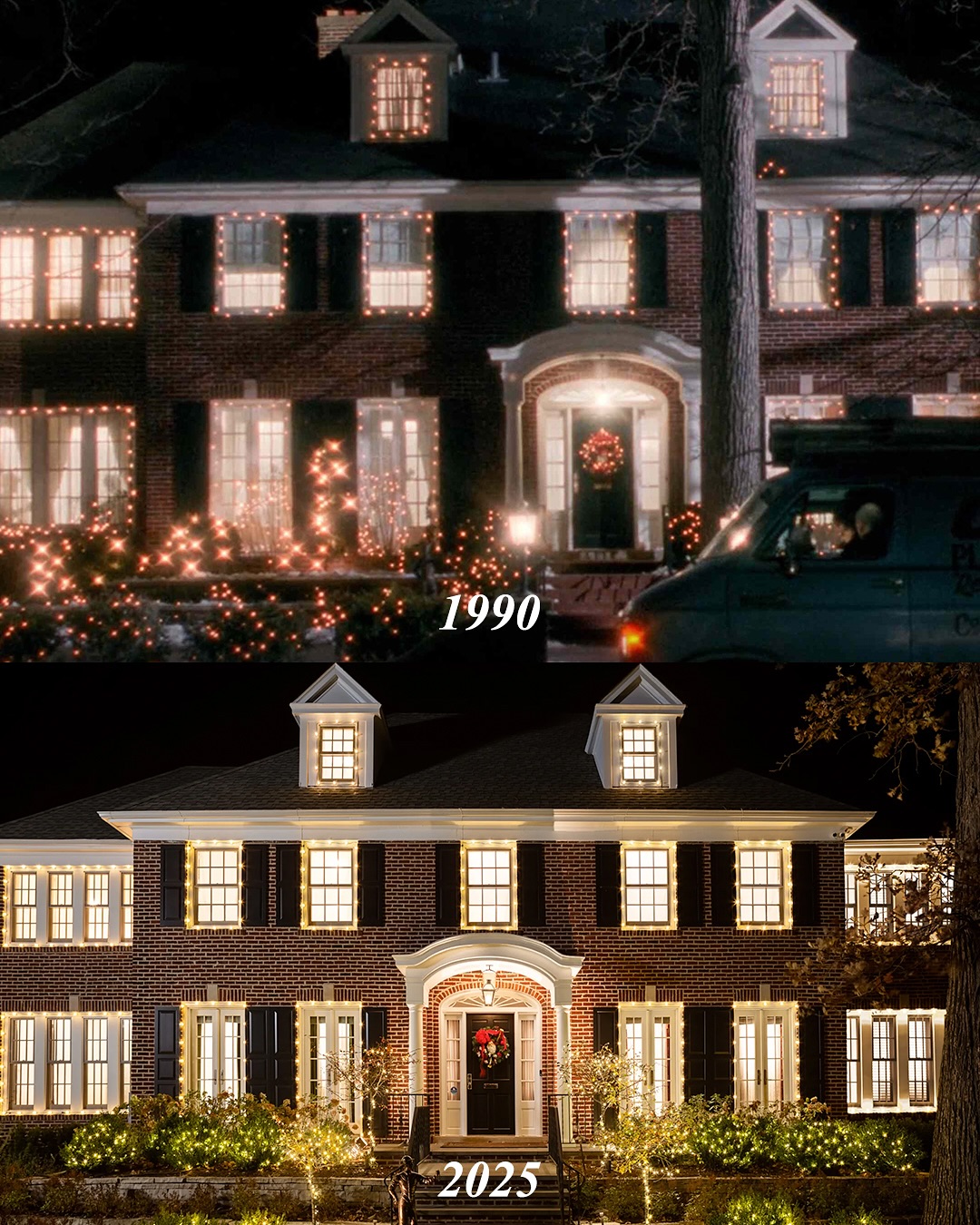 Outside, the house still dazzles &mdash; Christmas lights shimmer anew in 2025, echoing the beloved magic of 1990 while embracing a sleeker, more sophisticated seasonal glow. | Source: Instagram/kjp