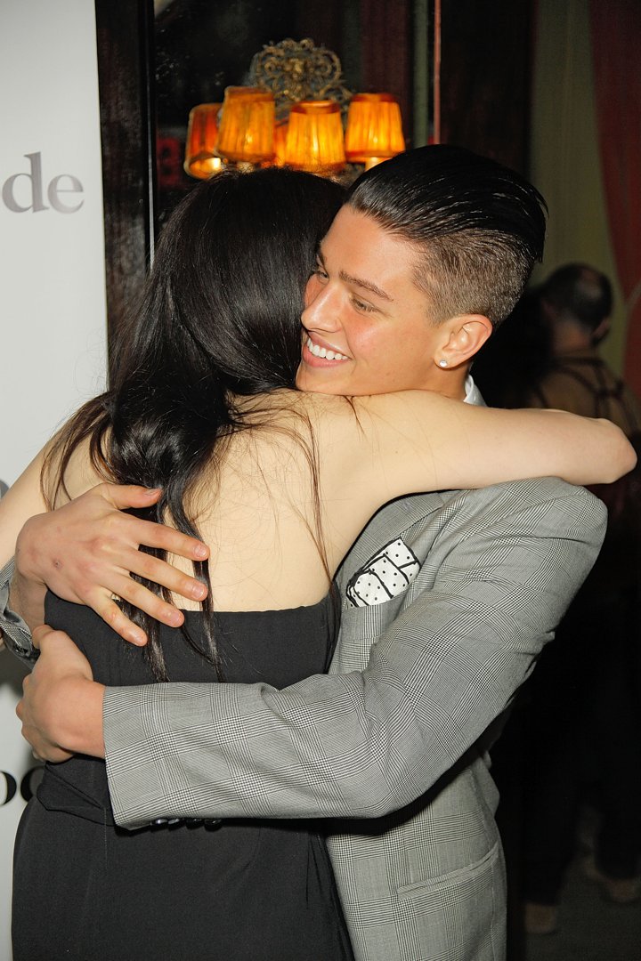 Mary-Louise Parker and Spencer Lofranco share a hug at The Jane Hotel on April 19, 2012, in New York City. | Source: Getty Images