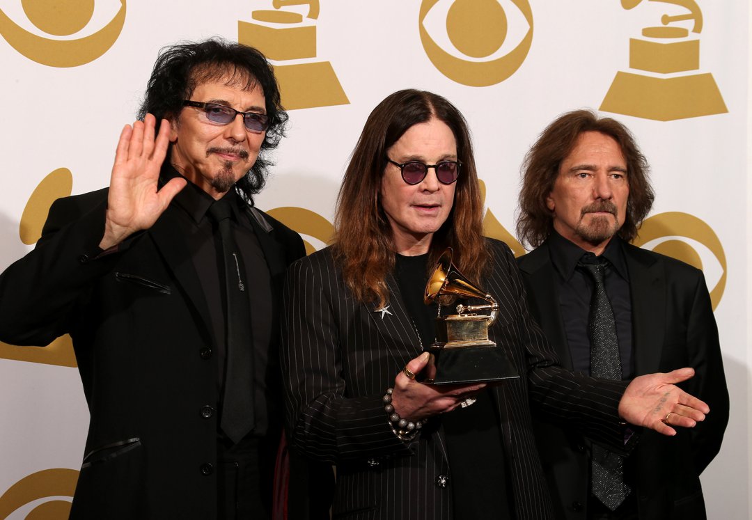 Tony Iommi, Ozzy Osbourne, and Geezer Butler of 'Black Sabbath' pose in the press room at the 56th Annual GRAMMY Awards on January 26, 2014, in Los Angeles, California | Source: Getty Images