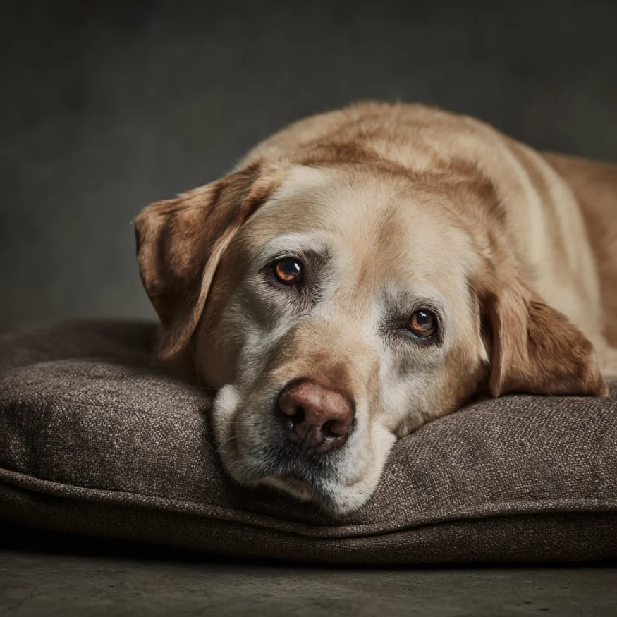 A dog on a dog bed | Source: Midjourney