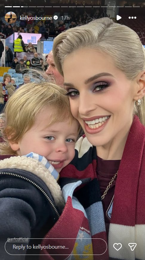 Kelly Osbourne poses with her son at Villa Park on 21 December 2025 in Birmingham, England. | Source: Instagram/kellyosbourne
