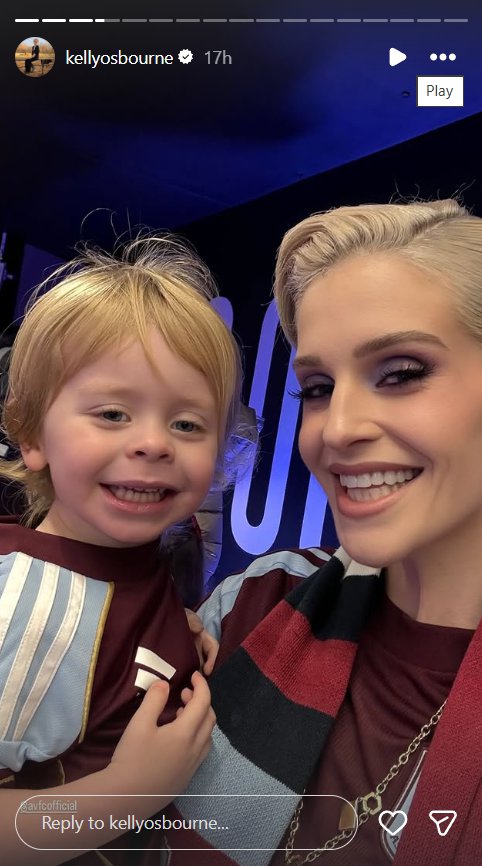 Kelly Osbourne poses with her son at Villa Park on 21 December 2025 in Birmingham, England. | Source: Instagram/kellyosbourne