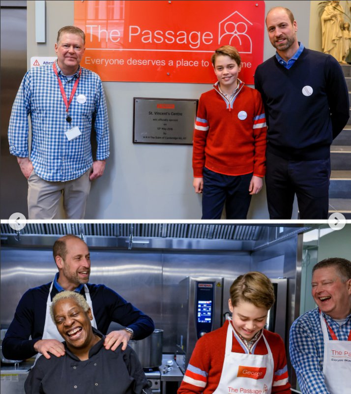 Prince William and Prince George stand beside a commemorative plaque at The Passage, marking the charity&rsquo;s long-standing work supporting people experiencing homelessness. | Source: Instagram/Princeandprincessofwales