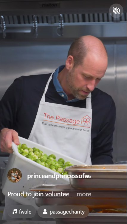 Prince William pours Brussels sprouts into a serving tray as part of the meal preparation for the Christmas lunch. | Source: Instagram/Princeandprincessofwales