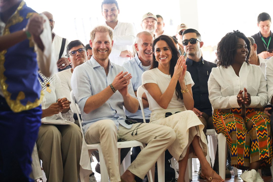 Prince Harry, Duke of Sussex, and Meghan, Duchess of Sussex, seen at the Unidad Recreativa El Vallado on 18 August 2024 in Cali, Colombia. | Source: Getty Images