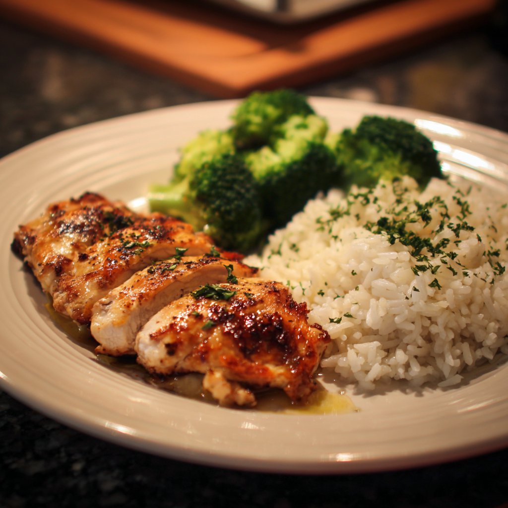 A plate of food on a table | Source: Midjourney