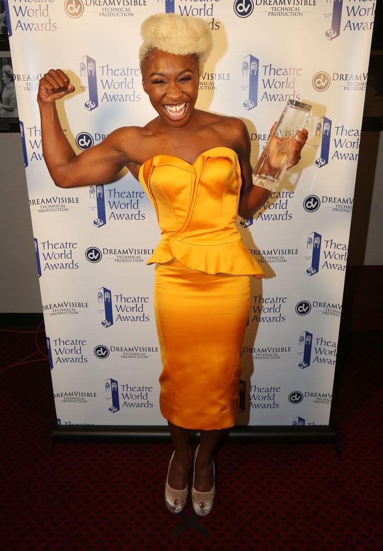 Cynthia Erivo poses with her award for 