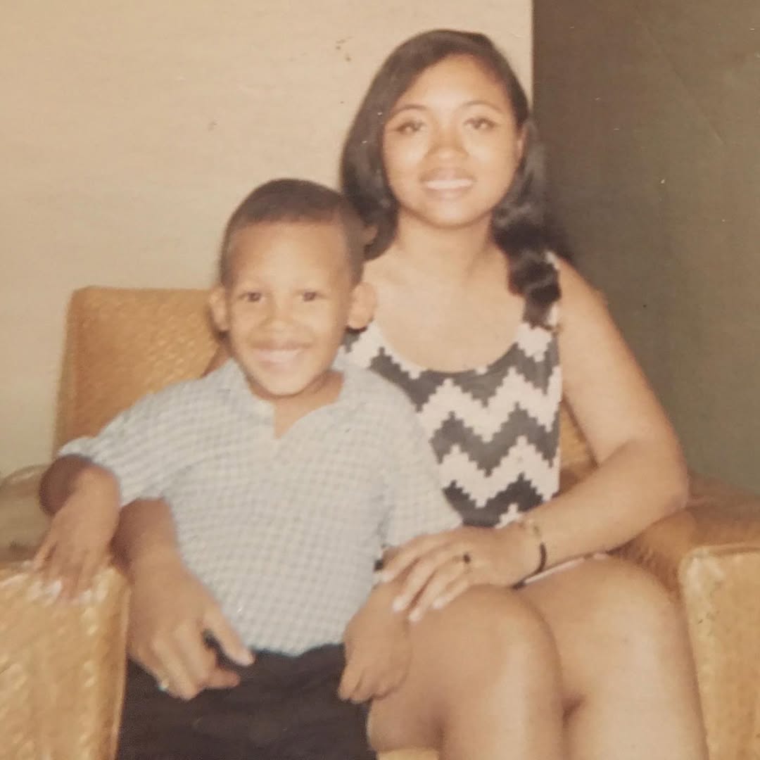 The actor at three years, posing with his aunt, from a post dated April 16, 2020 | Source: Instagram/khalilkain