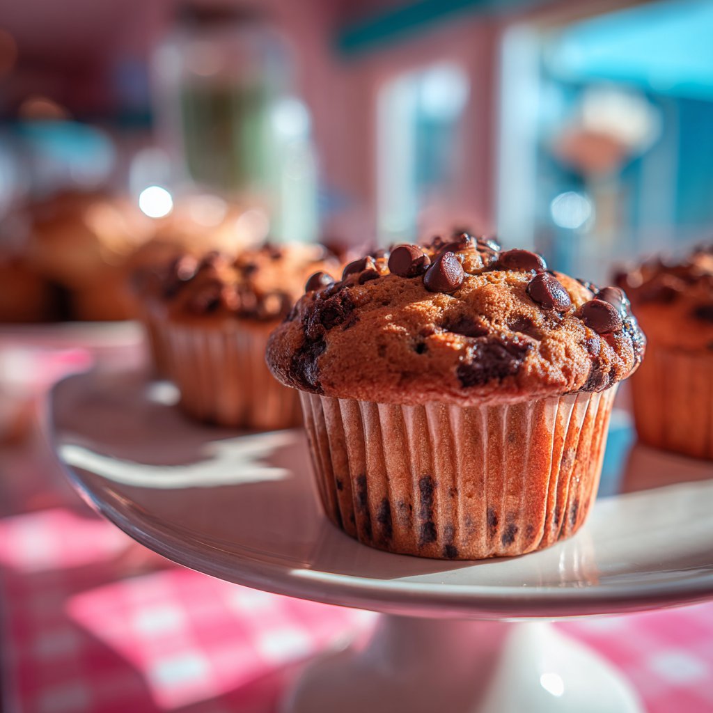 A chocolate chip muffin | Source: Midjourney