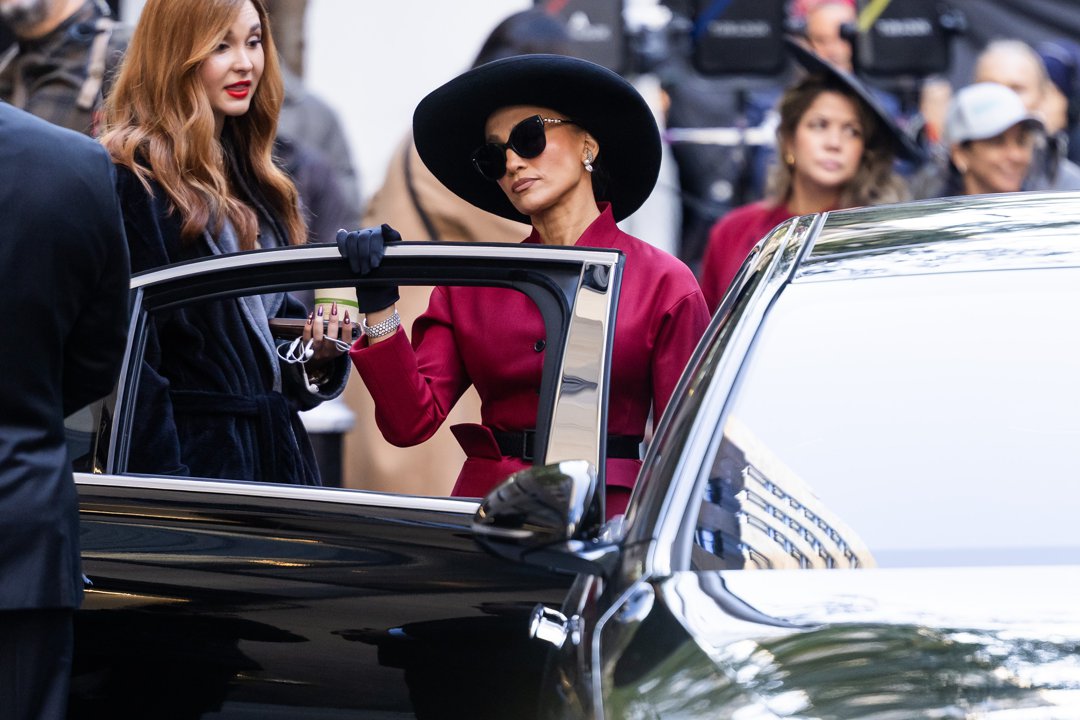 Jennifer Lopez is seen filming 