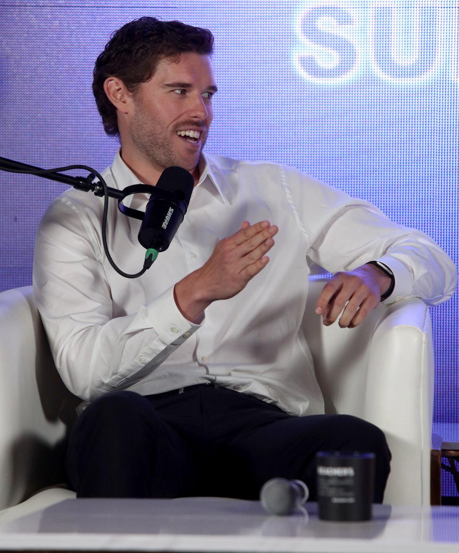 Christopher Schwarzenegger talks at The Beacher Vitality Happy & Healthy Summit at The Hollywood Roosevelt in California on May 10, 2025 | Source: Getty Images
