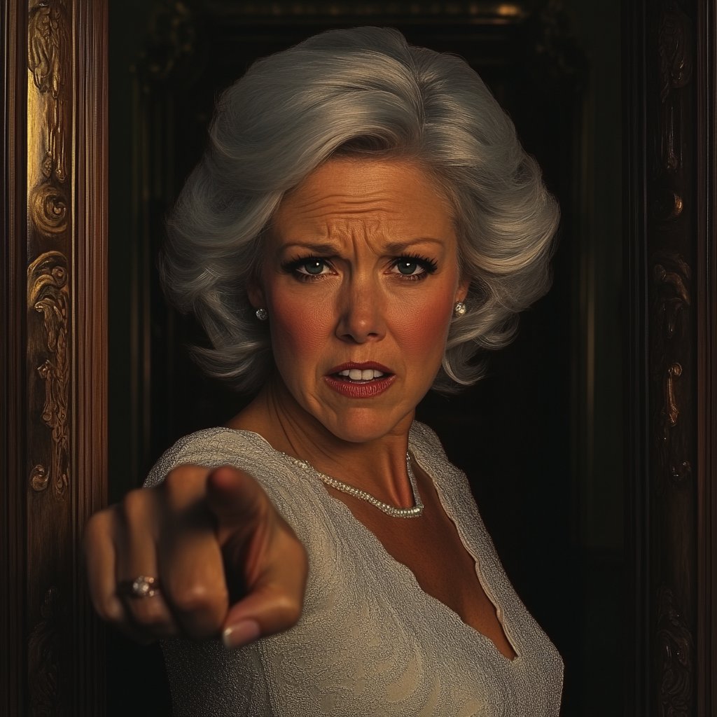 An angry older woman pointing her finger | Source: Midjourney