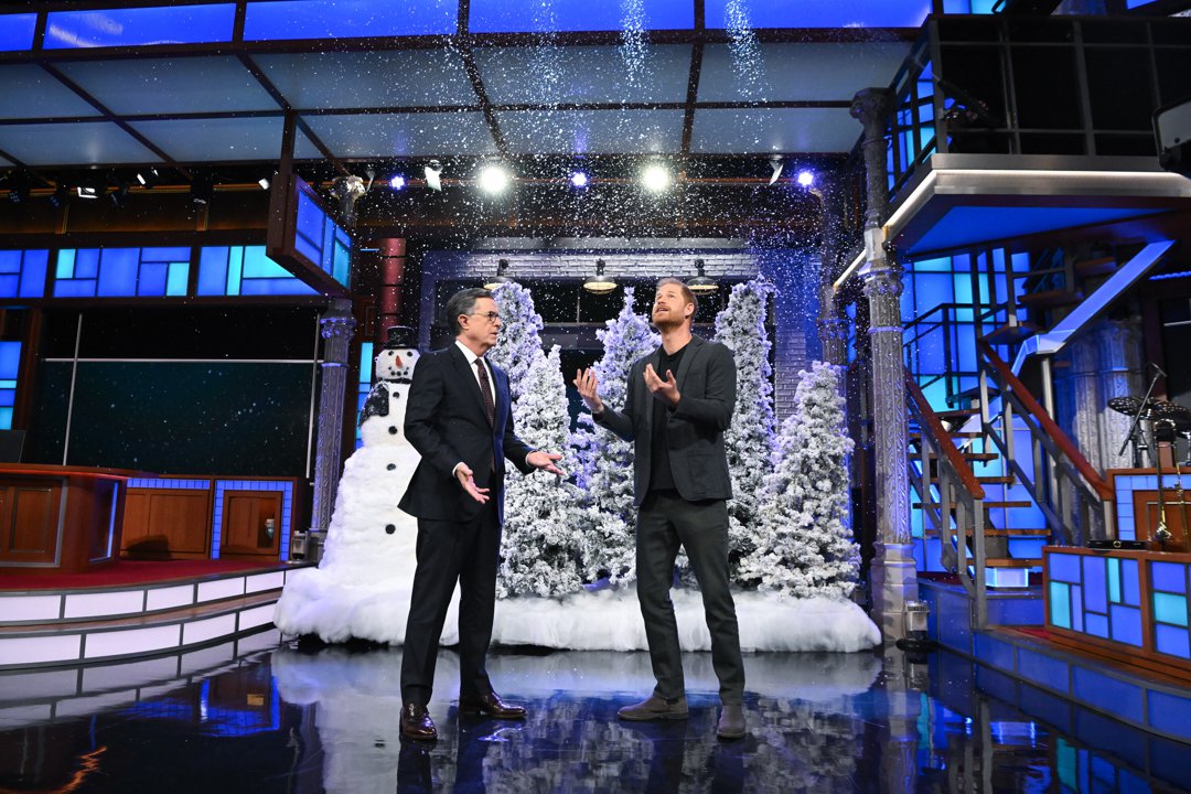 The Late Show with Stephen Colbert and guest Prince Harry during Wednesday's December 3, 2025 show. | Source: Getty Images'