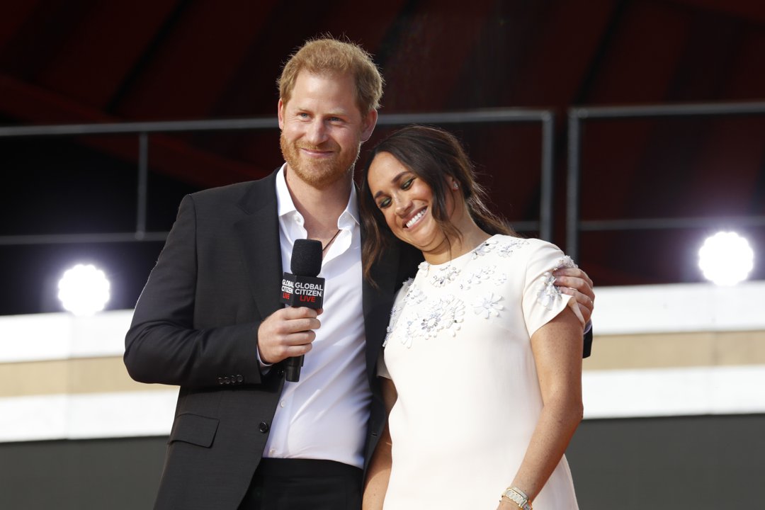 Prince Harry, Duke of Sussex and Meghan, Duchess of Sussex speak onstage during Global Citizen Live on 25 September 2021 in New York City.