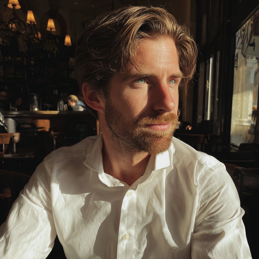 A man standing in a coffee shop | Source: Midjourney