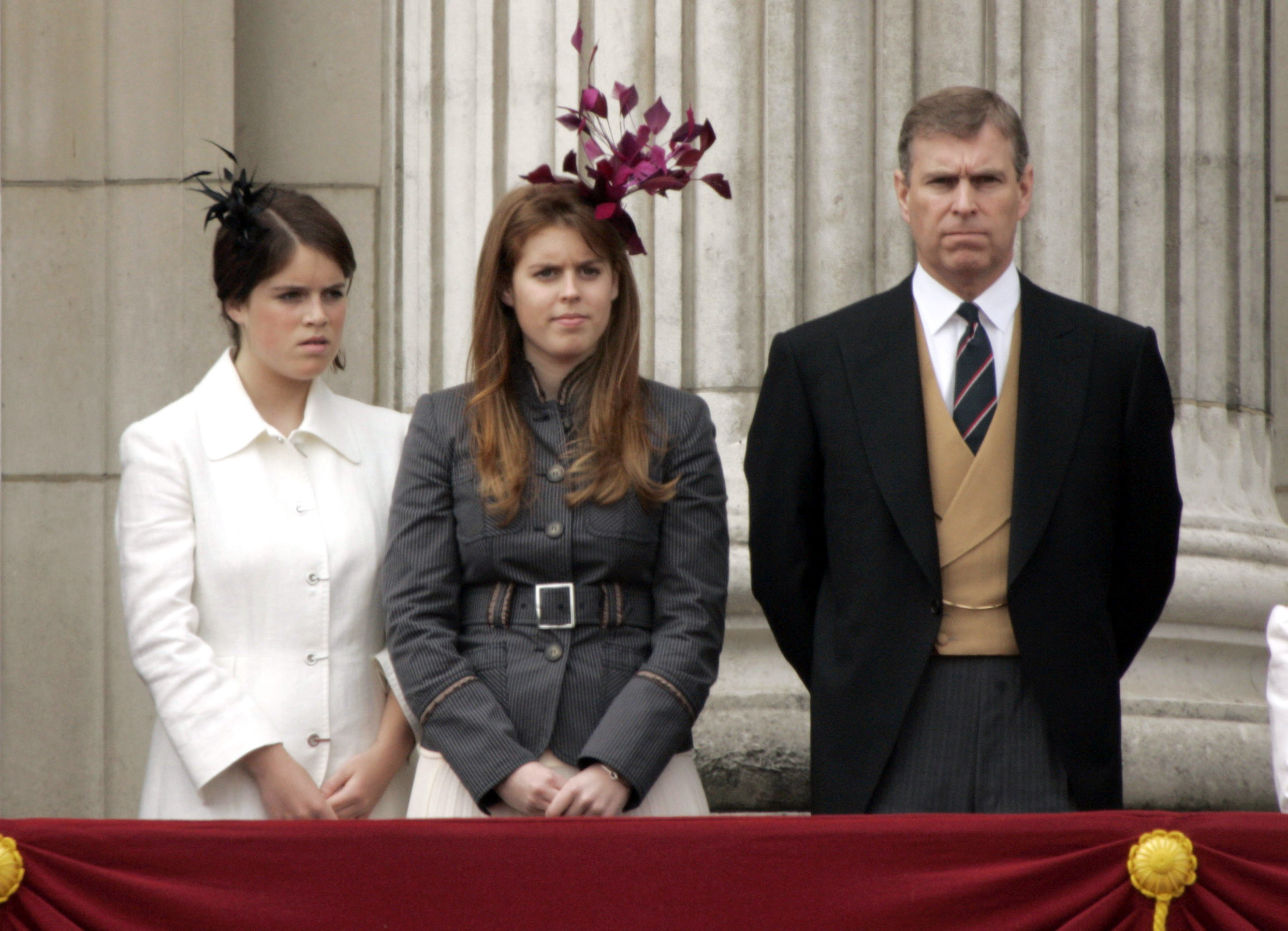 Princess Eugenie, Andrew Mountbatten-Windsor, and Princess Beatrice during the 2005 Trooping of the Colour Ceremony in London, England. | Source: Getty Images