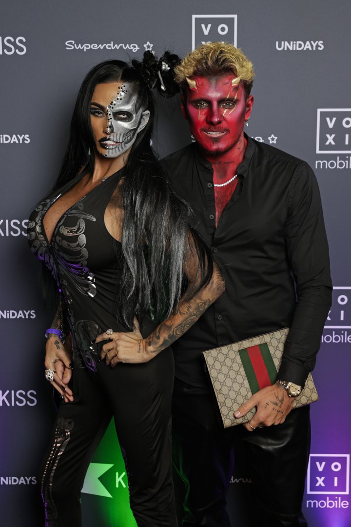 Katie Price and JJ Slater attend the 2024 Kiss Haunted House Party at HERE at Outernet on 30 October 2024 in London, England. | Source: Getty Images