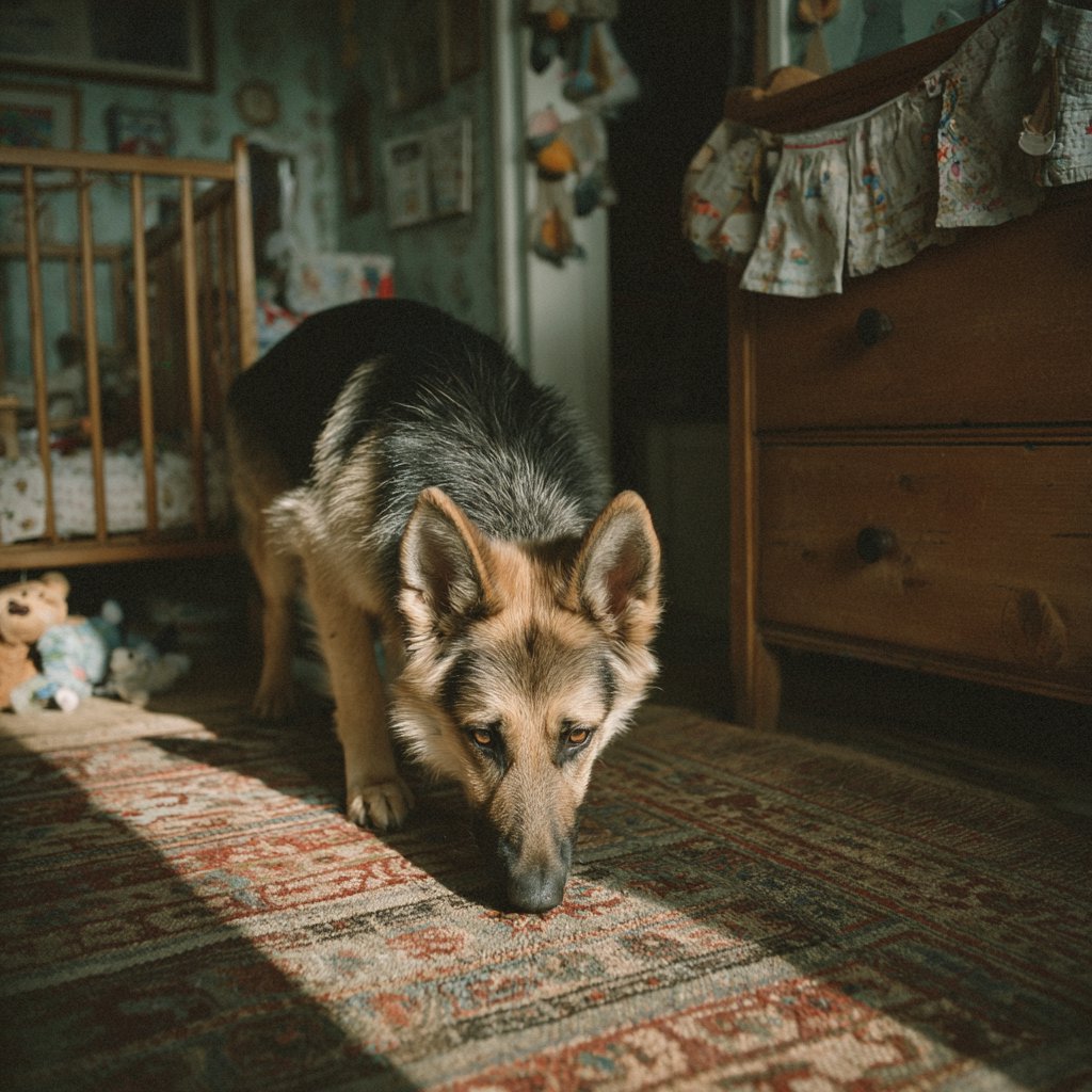 A dog sniffing around a room | Source: Midjourney