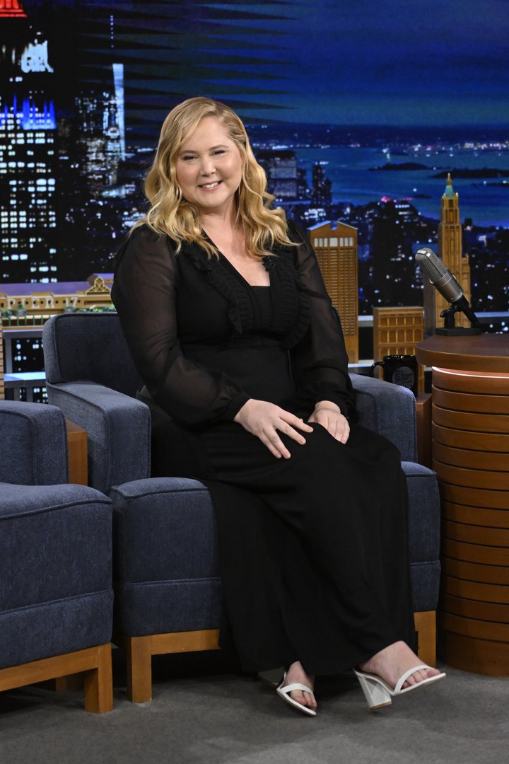 Amy Schumer appeared fuller-figured but radiant during an interview on 