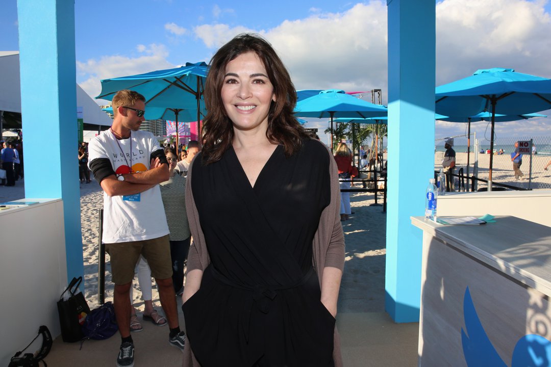 Nigella Lawson at the Goya Foods Grand Tasting Village Featuring MasterCard Grand Tasting Tents & KitchenAid&reg; Culinary Demonstrations during the 2016 Food Network & Cooking Channel South Beach Wine & Food Festival on February 27 in Miami Beach, Florida. | Source: Getty Images