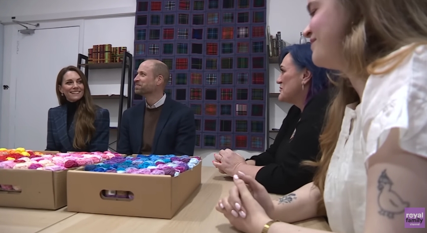 From a video dated January 20, 2026, the Princess and Prince of Wales were seen sharing a light-hearted moment as they sat at a table inside Radical Weavers, surrounded by volunteers and trays of colourful wool. Their warm expressions and easy rapport helped foster a relaxed, open atmosphere during the visit. | Source: YouTube/The Royal Family Channel