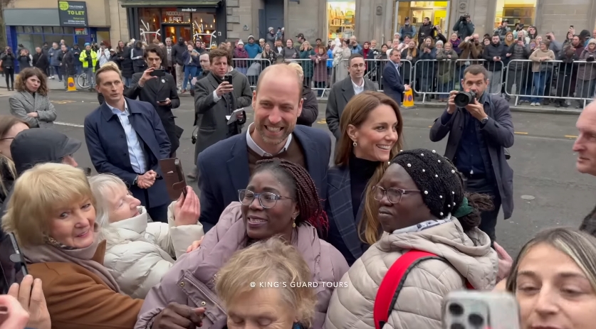 From a video dated January 20, 2026, the Prince and Princess of Wales were seen beaming as they posed for a group photo with well-wishers in Stirling. Surrounded by smiling fans and a flurry of camera phones, the royal couple's warmth and accessibility made for a standout public moment during their Scottish visit. | Source: YouTube/King's Guard Tours