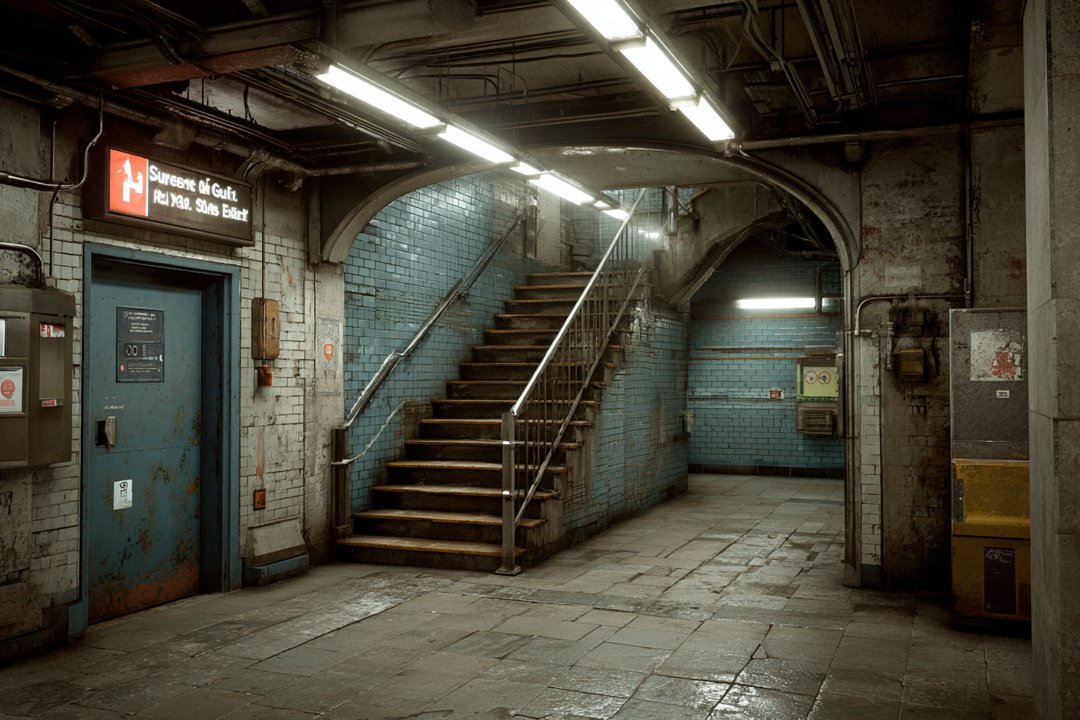 A dirty staircase in a subway station | Source: Midjourney