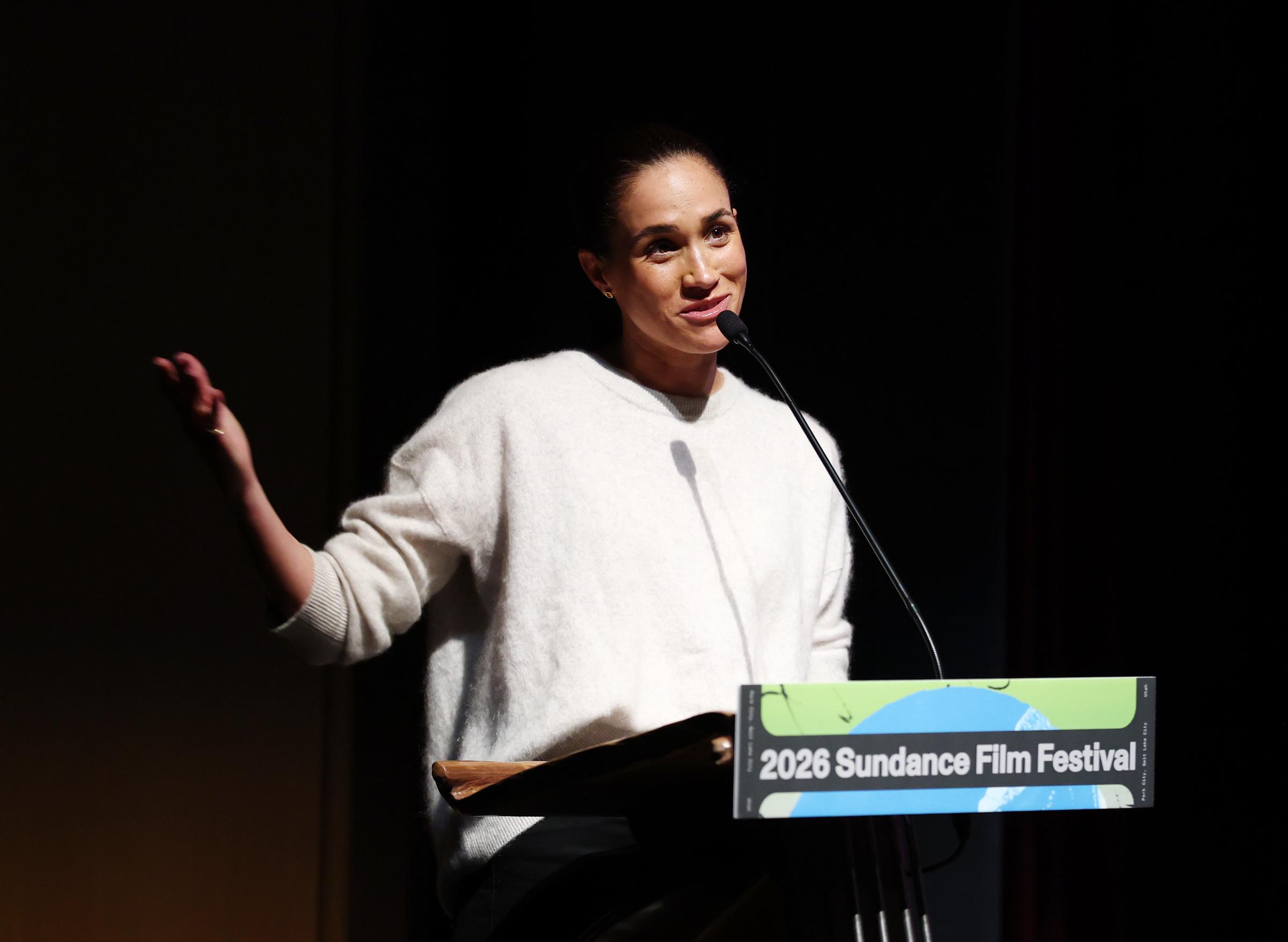 Meghan Markle speaks onstage at the
