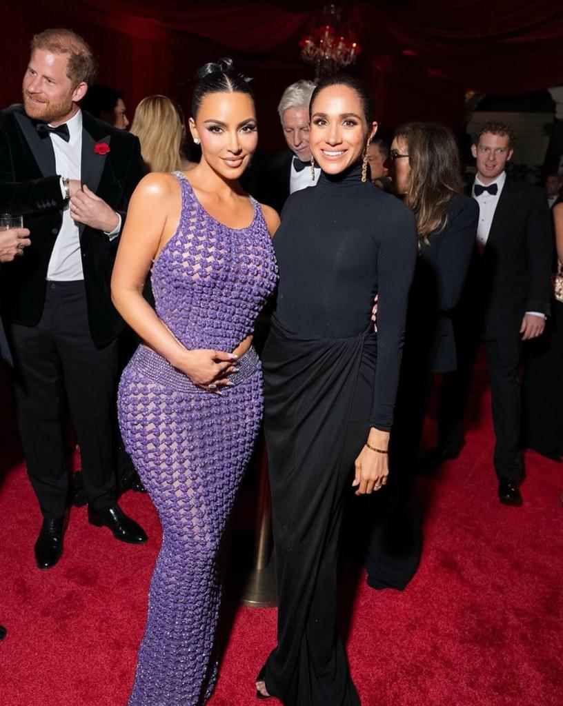 Meghan Markle and Kim Kardashian at Kris Jenner's 70th birthday party on 8 November 2025 in Beverly Hills, California. | Source: X/favspopculture