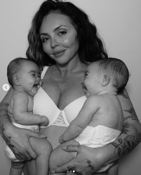 Jesy Nelson and her twin daughters from a post dated October 13, 2025. | Source: Instagram/jesynelson