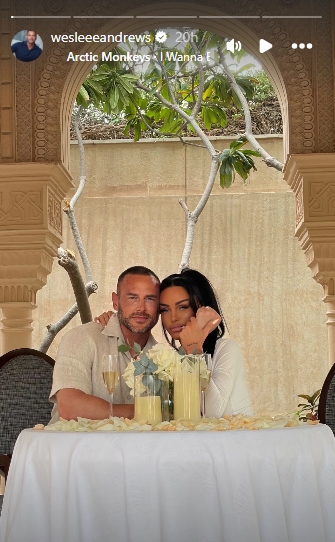 Katie Price and Lee Andrews pose together during their Dubai ceremony in an Instagram Story dated January 28, 2026. | Source: Instagram/wesleeeandrews