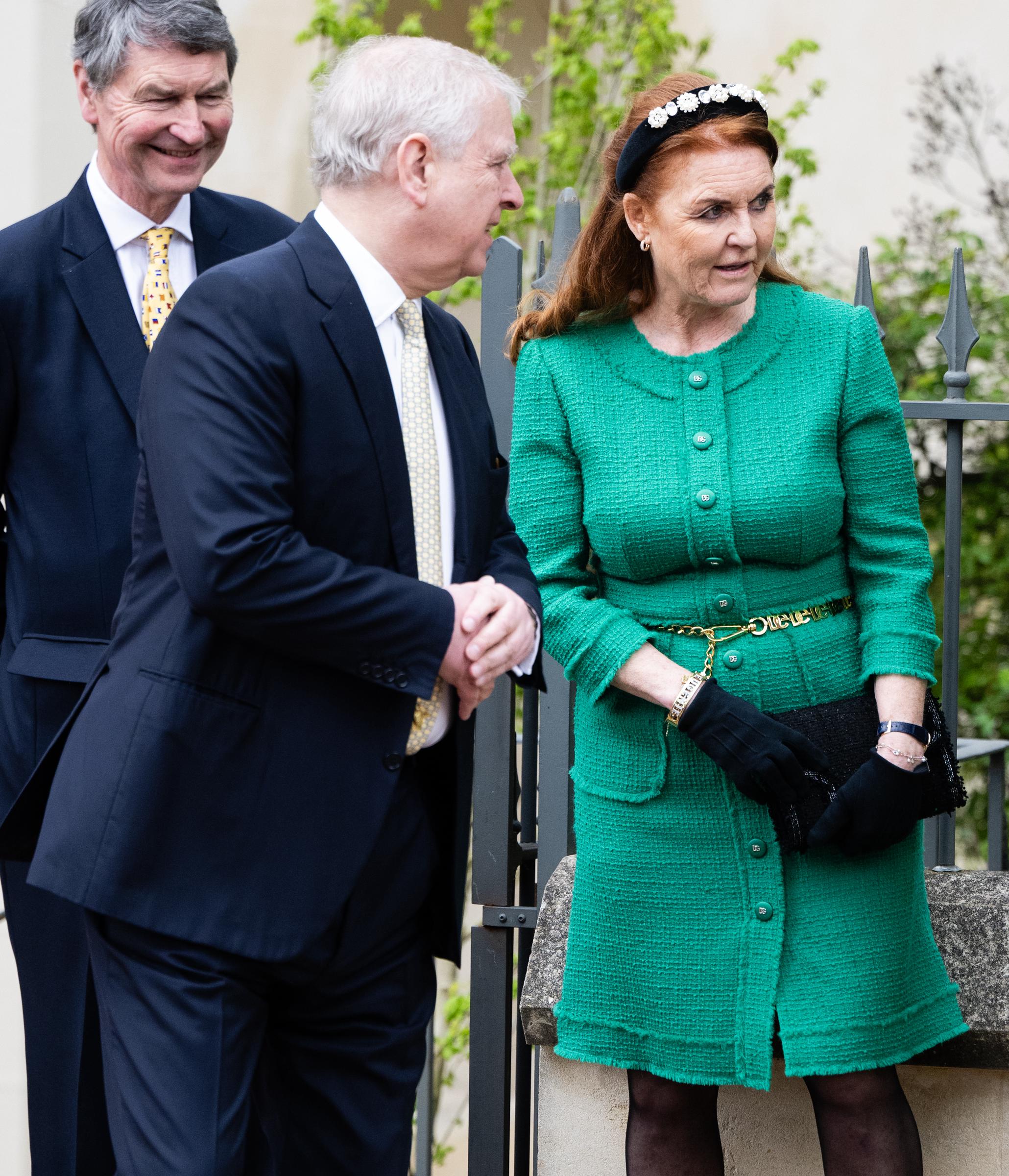 Andrew Mountbatten-Windsor and Sarah Ferguson at the Easter Service at Windsor Castle on March 31, 2024, in England. | Source: Getty Images