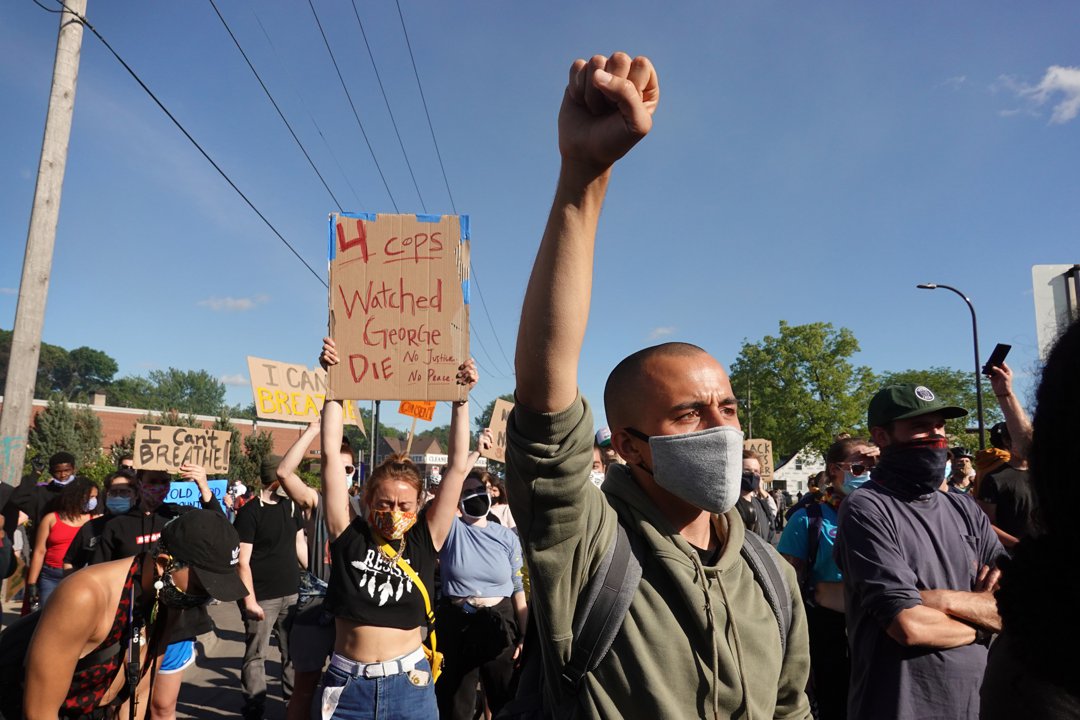 Demonstrators protest the death of George Floyd following a night of rioting on May 29, 2020, in Minneapolis, Minnesota | Source: Getty Images