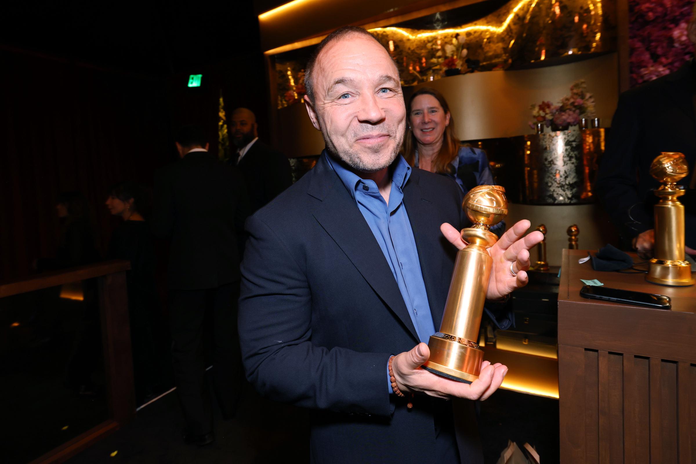 Stephen Graham Glows in Victory with Golden Globe in Hand: Beaming with pride, Stephen Graham held his newly minted Golden Globe close, savoring the moment backstage after an unforgettable night. With his first-ever win, the beloved actor was the embodiment of hard-earned triumph and heartfelt gratitude.