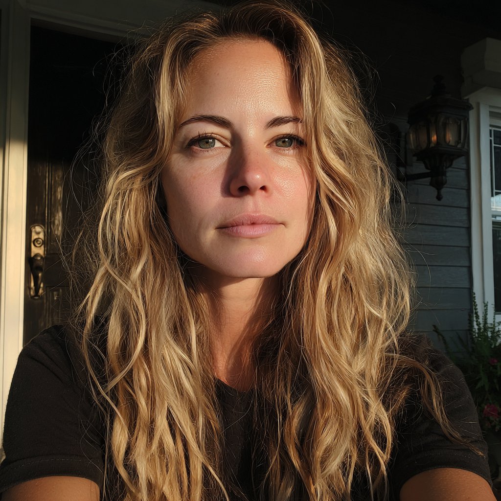 A woman standing on a porch | Source: Midjourney