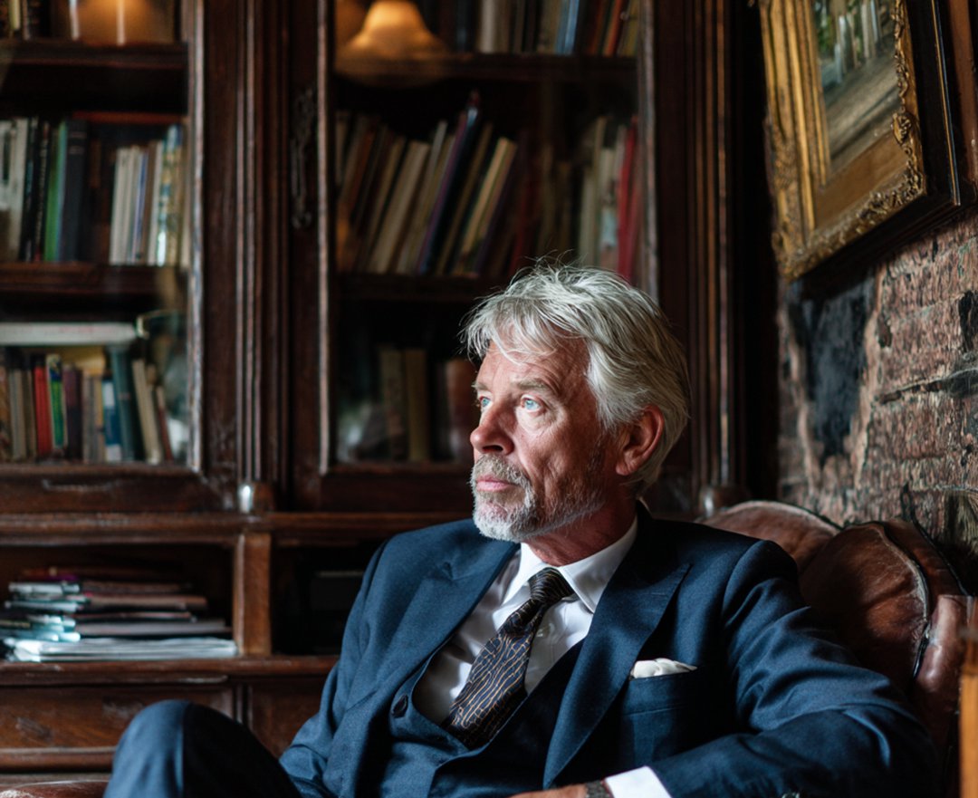 An old man sitting in an armchair | Source: Midjourney