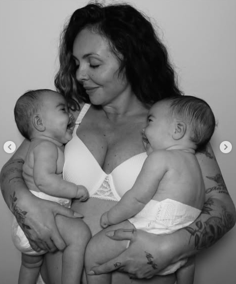 Jesy Nelson and her twin daughters from a post dated October 13, 2025. | Source: Instagram/jesynelson