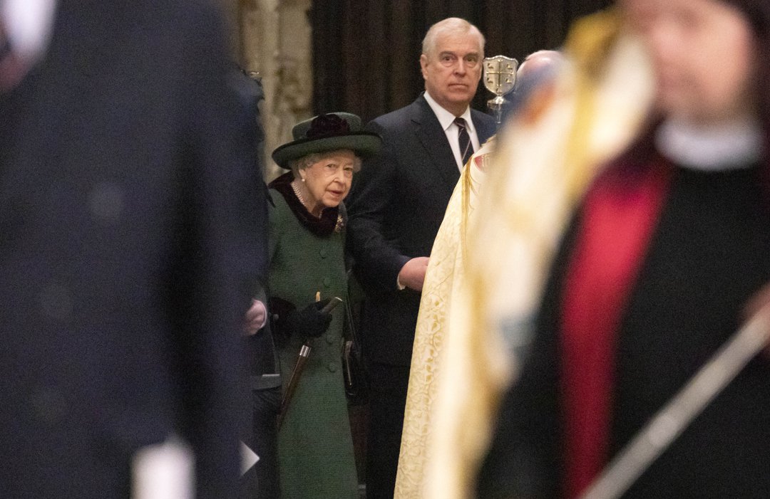 Queen Elizabeth II and Andrew Mountbatten-Windsor at Westminster Abbey on March 29, 2022, in London, England. | Source: Getty Images