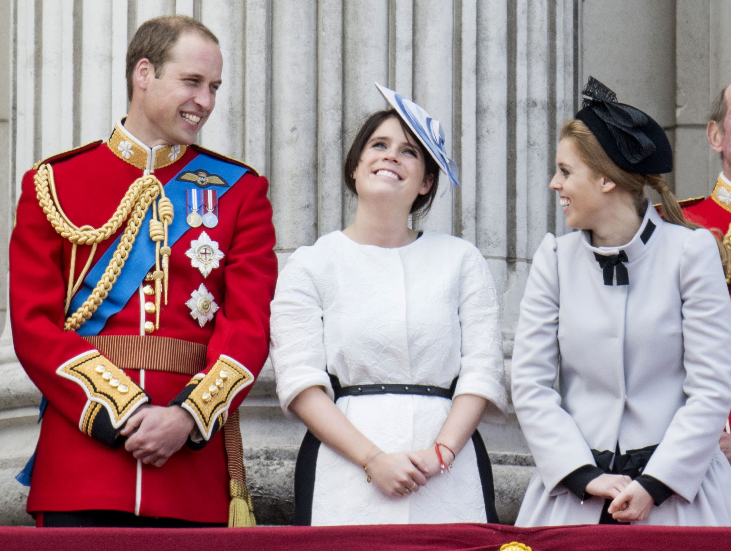 Prince William with Princess Eugenie and Princess Beatrice during the annual Trooping the Colour ceremony at Buckingham Palace on June 15, 2013, in London, England. | Source: Getty Images