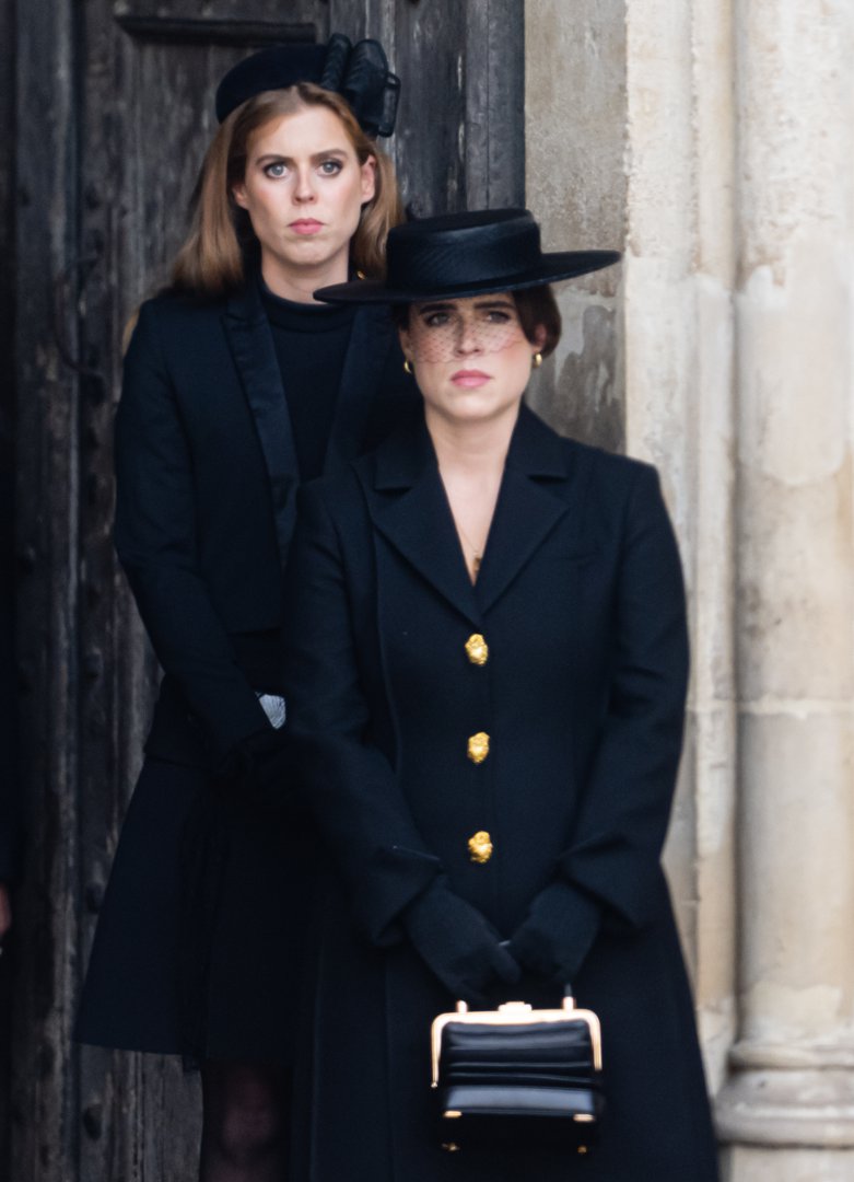 Princess Beatrice and Princess Eugenie of York during the State Funeral of Queen Elizabeth II at Westminster Abbey on September 19, 2022, in London, England. | Source: Getty Images