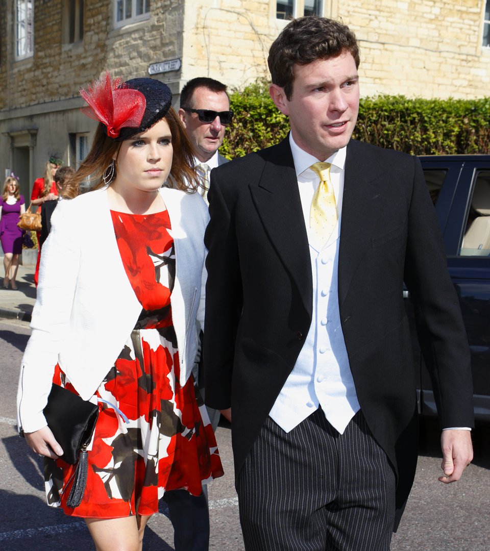 Princess Eugenie of York and Jack Brooksbank attend the wedding of Lady Natasha Rufus Isaacs and Rupert Finch at the church of St John the Baptist on 8 June 2013 in Cirencester, England. | Source: Getty Images