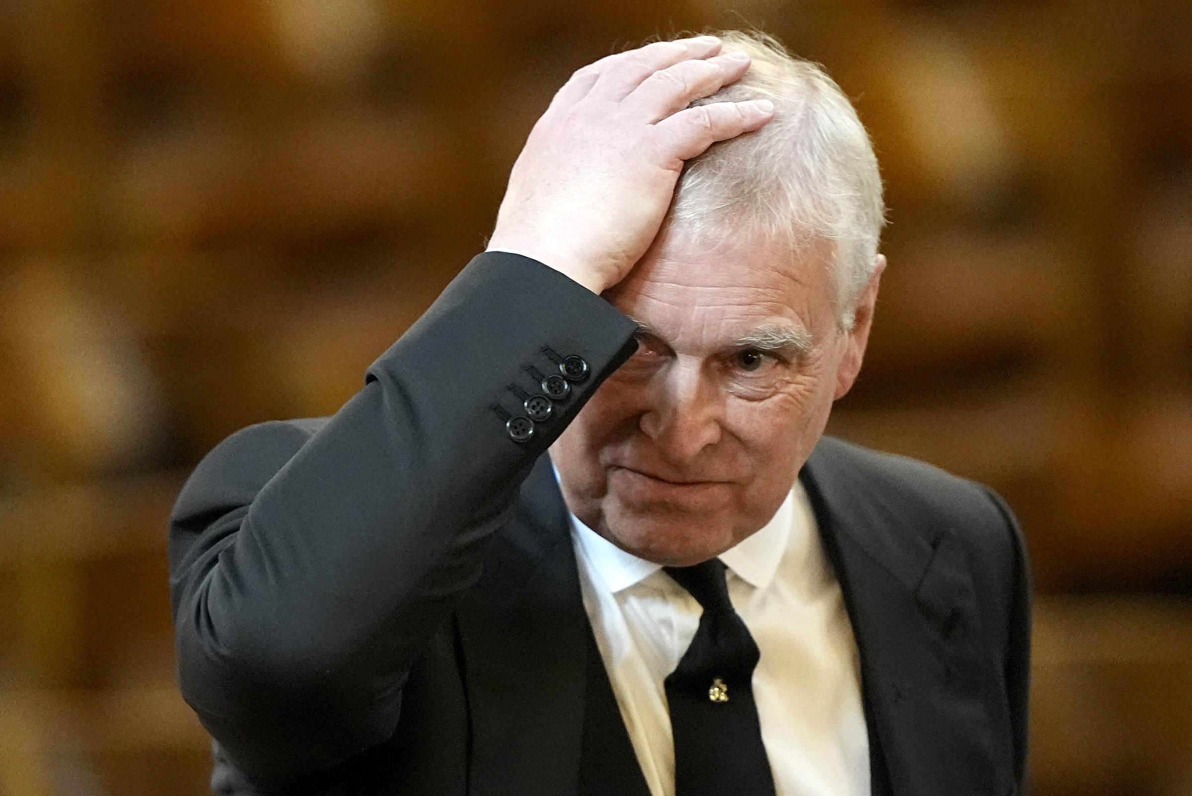 Andrew Mountbatten-Windsor at the funeral of Katharine, Duchess of Kent, at Westminster Cathedral on September 16, 2025, in London, England. | Source: Getty Images