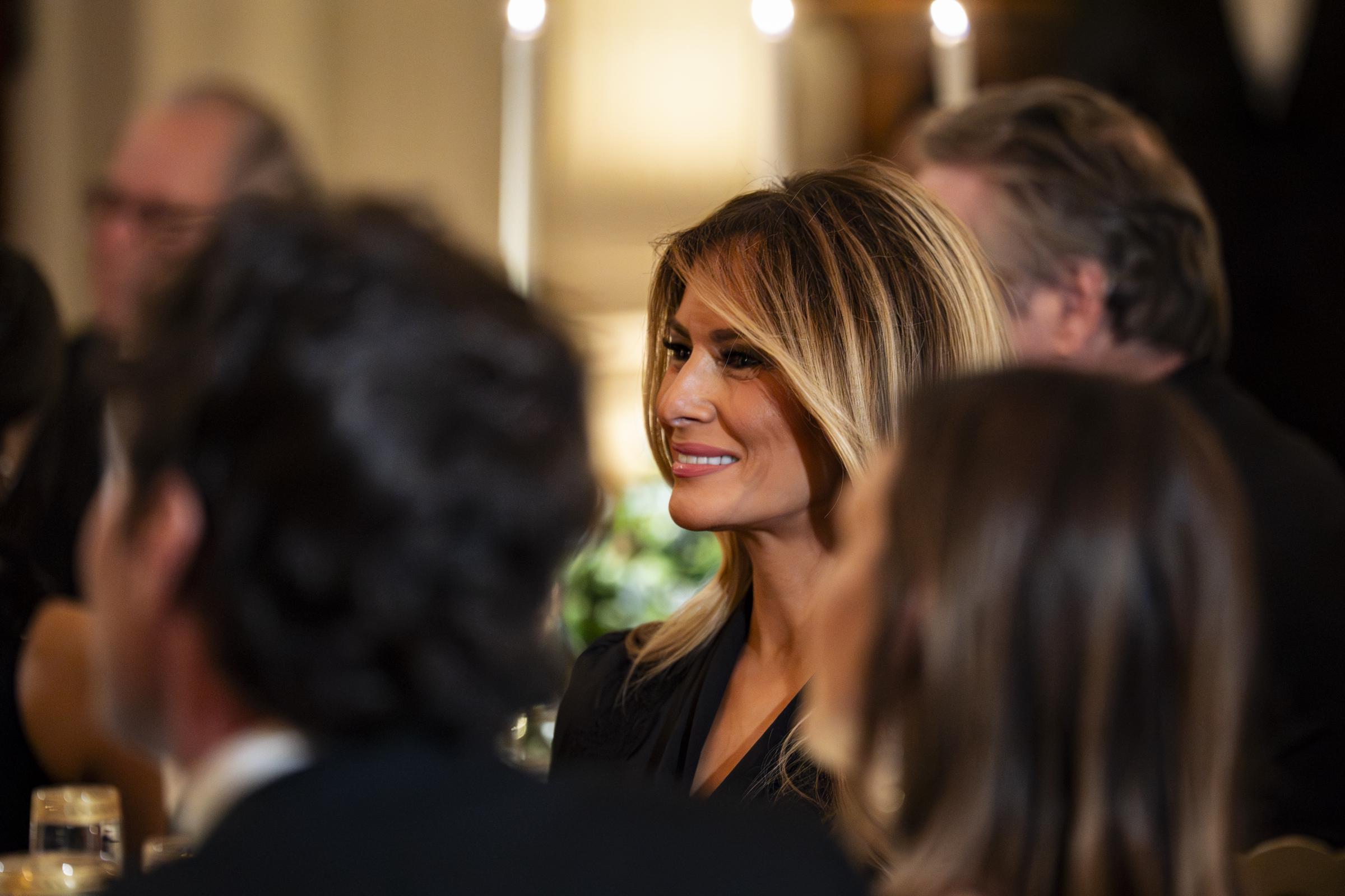 Melania Trump attends the National Governors Association Evening Dinner and Reception in the East Room of the White House on February 21, 2026, in Washington, DC | Source: Getty Images