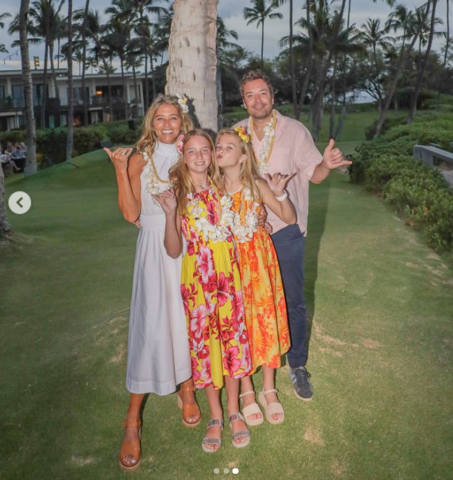 Jimmy Fallon, his wife, and his daughters having fun in Hawaii, on a post dated February 25, 2026 | Source: Instagram/jimmyfallon