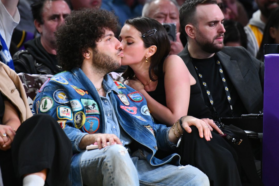 Benny Blanco and Selena Gomez attend a basketball game between the Los Angeles Lakers and the New Orleans Pelicans at Crypto.com Arena on November 30, 2025 in California. | Source: Getty Images
